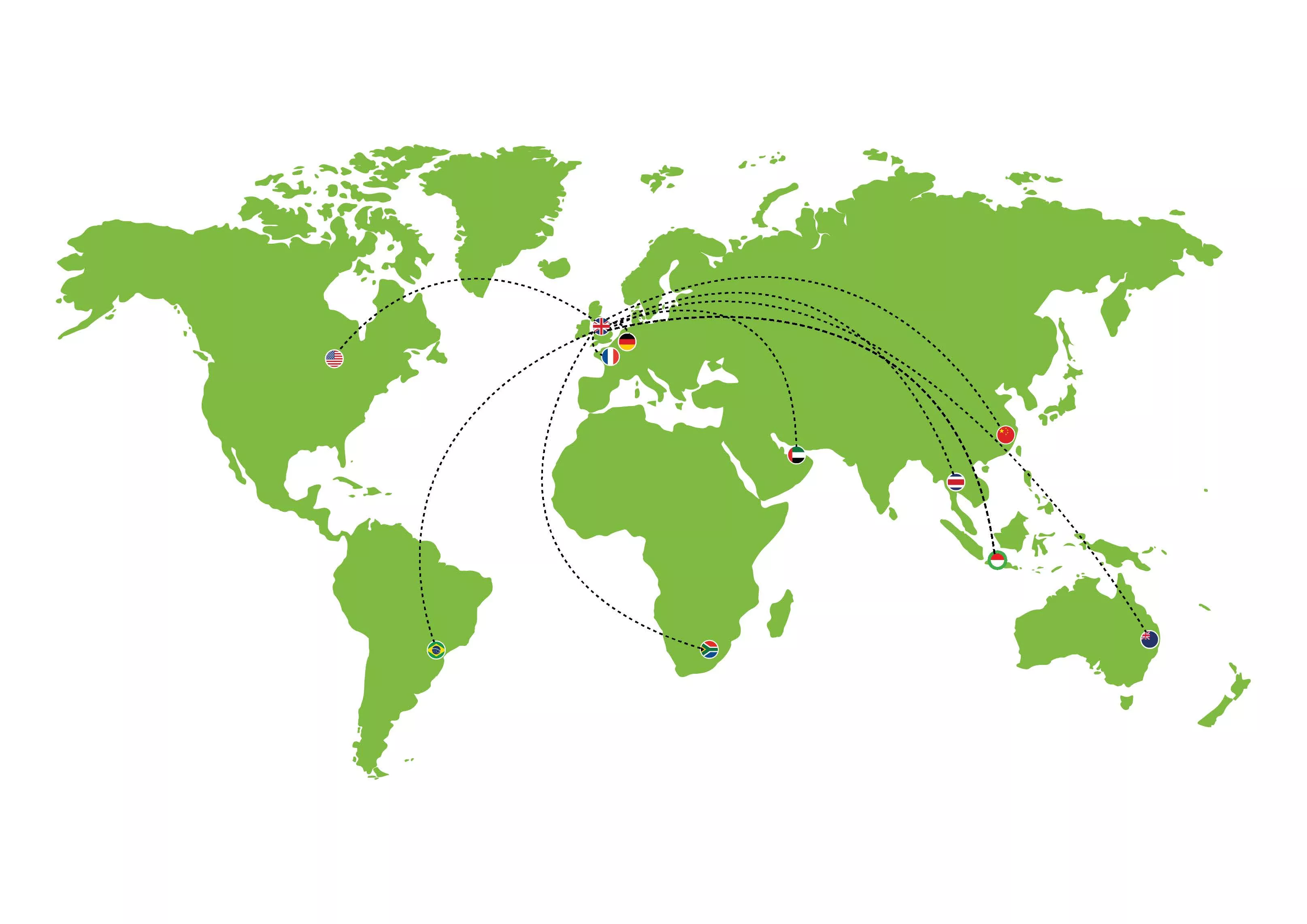 World map with trading locations